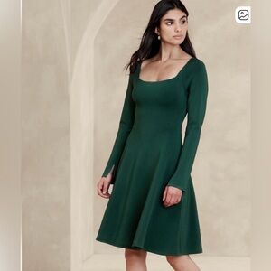 NWT Banana Republic Long Sleeve Square Neck Fit and Flare Dress